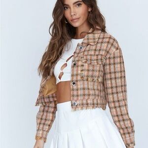 Princess Polly Amir Check Jacket Brown